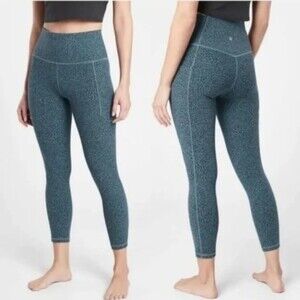 Athleta Salutation Stash II Textured Tight Cheetah Blue Printed Legging, Sz M